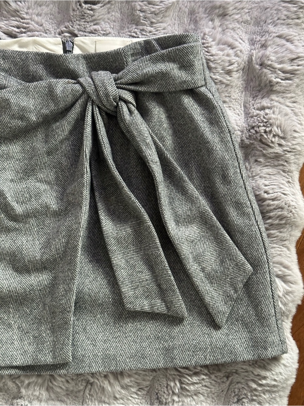 Wilfred Charcoal Gray Ribbed Tie-Waist Mini Skirt - Picture 4 of 7